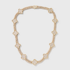 Clover Iced Prong Cuban Chain (Gold) - 8mm
