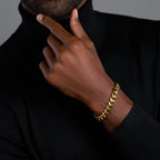 Cuban Link Chain + Bracelet (Gold) - 12mm