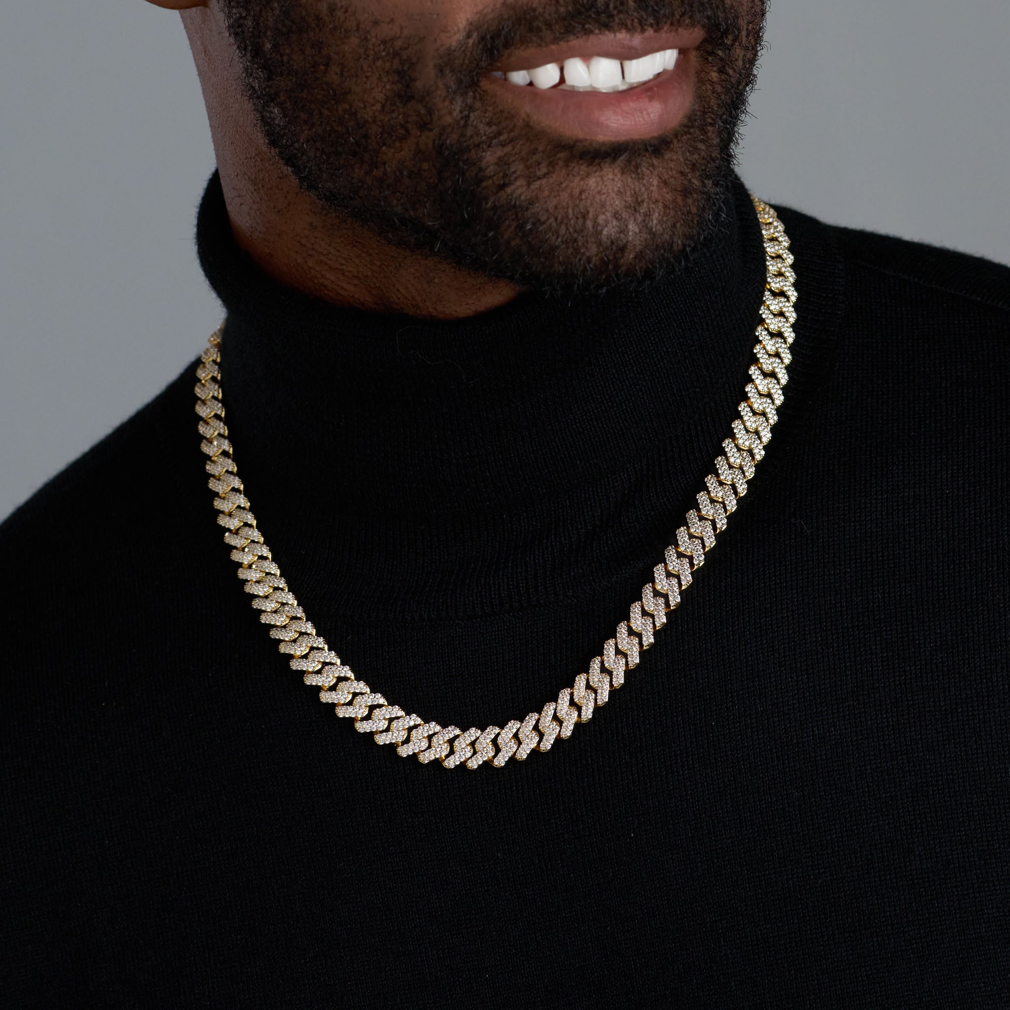 Iced Prong Cuban Chain + Bracelet (Gold) - 12mm