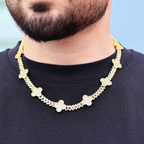 Clover Iced Prong Cuban Chain (Gold) - 8mm