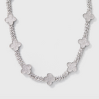 Clover Iced Prong Cuban Chain (Silver) - 8mm