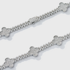 Clover Iced Prong Cuban Chain (Silver) - 8mm