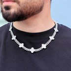 Clover Iced Prong Cuban Chain (Silver) - 8mm
