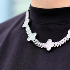 Clover Iced Prong Cuban Chain (Silver) - 8mm