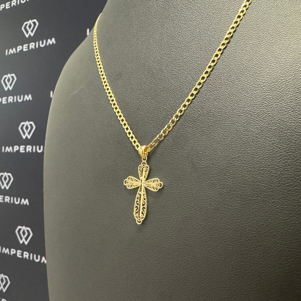 Solid Gold Eternal Cross Pendant