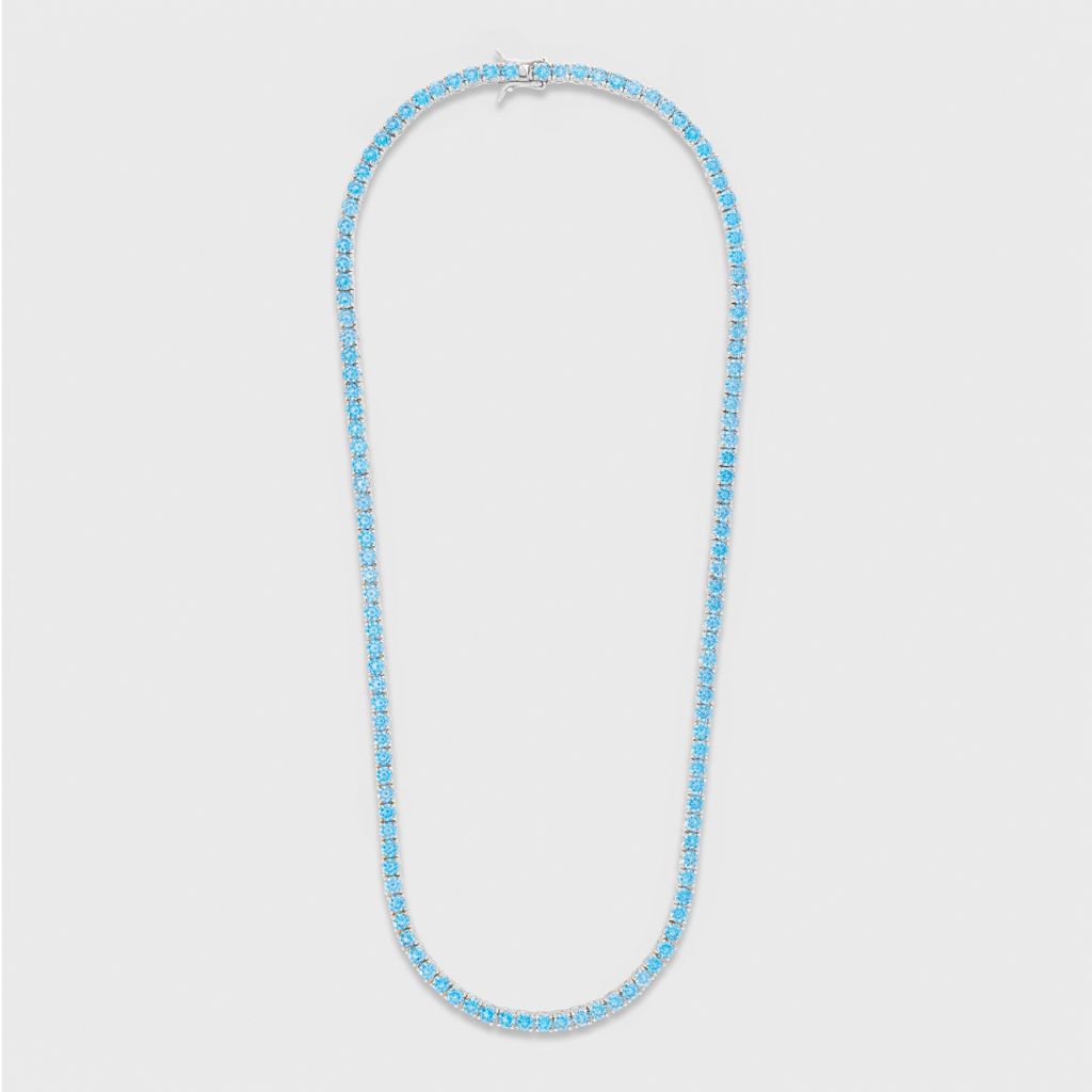 Blue Diamonds Tennis Chain (Silver) - 4mm