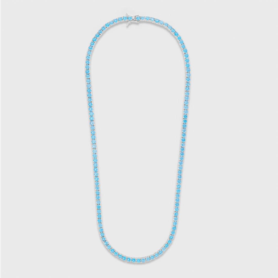 Blue Diamonds Tennis Chain (Silver) - 4mm
