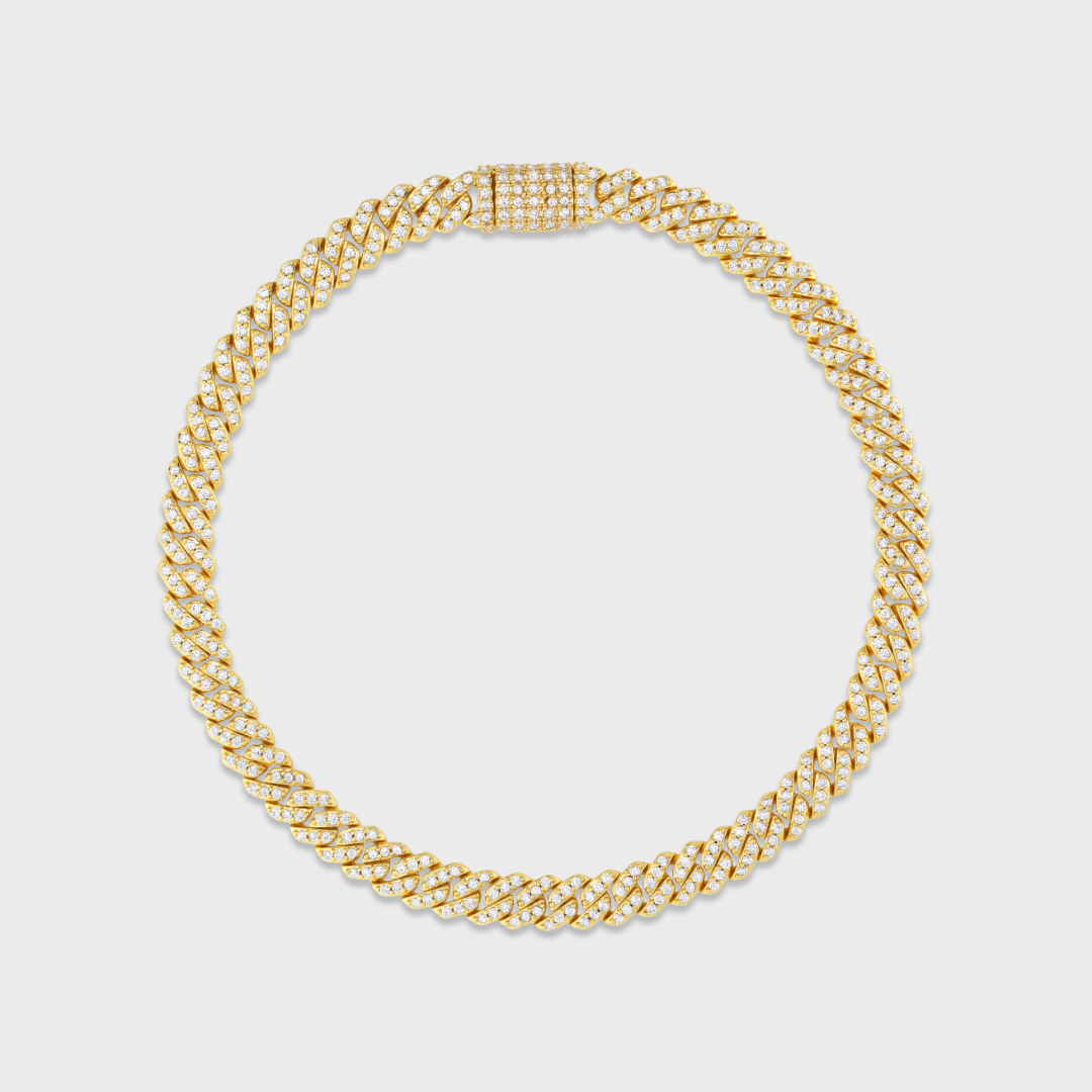Iced Micro Prong Cuban Bracelet (Gold) - 6mm