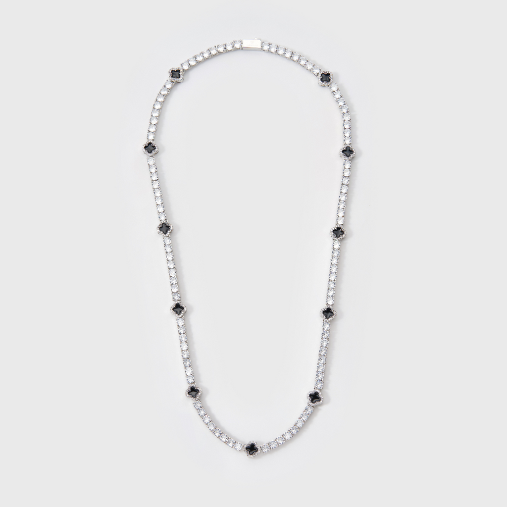 Black Clover Tennis Chain (Silver) - 4mm