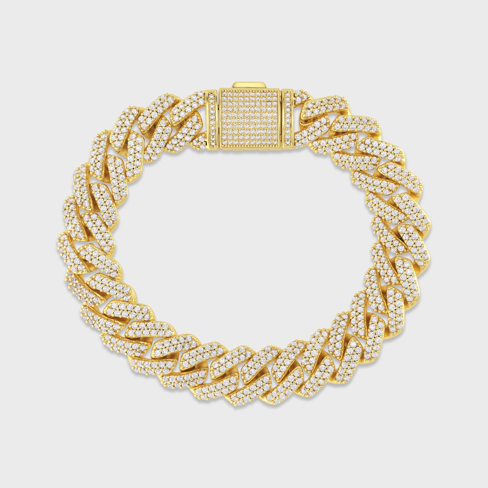 Iced Prong Cuban Chain + Bracelet (Gold) - 12mm
