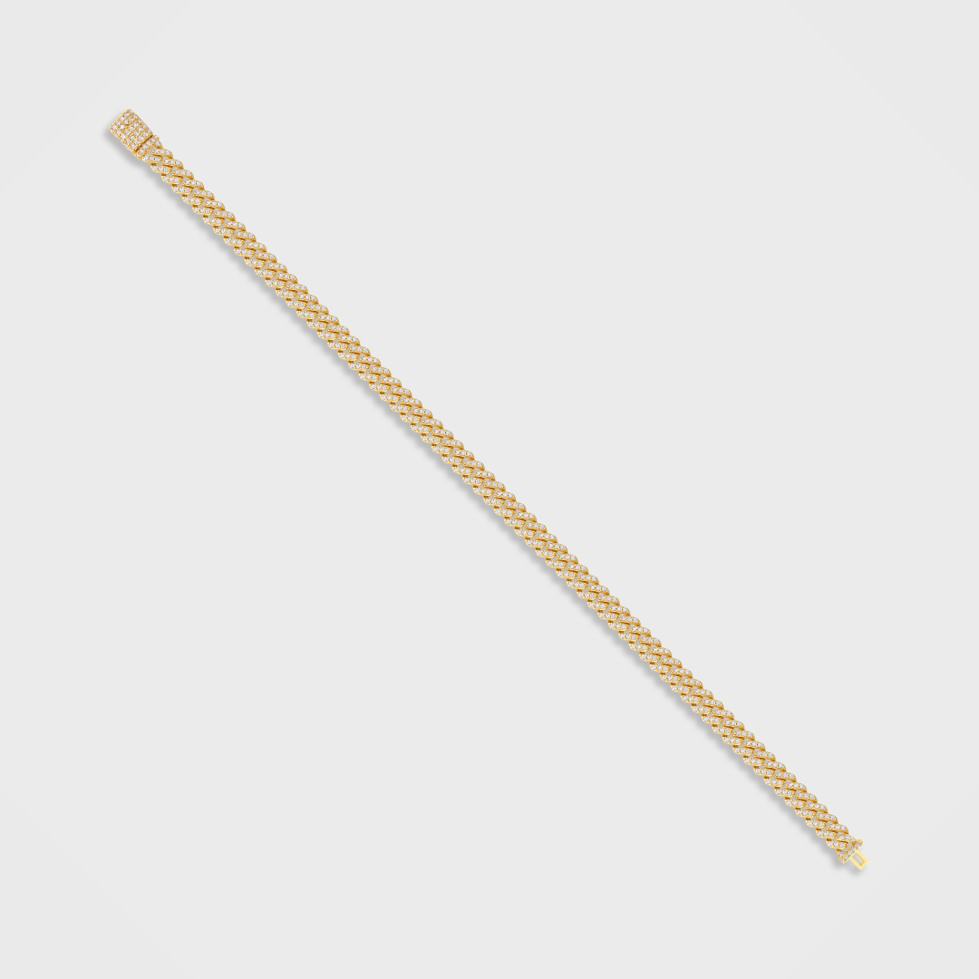 Iced Micro Prong Cuban Bracelet (Gold) - 6mm