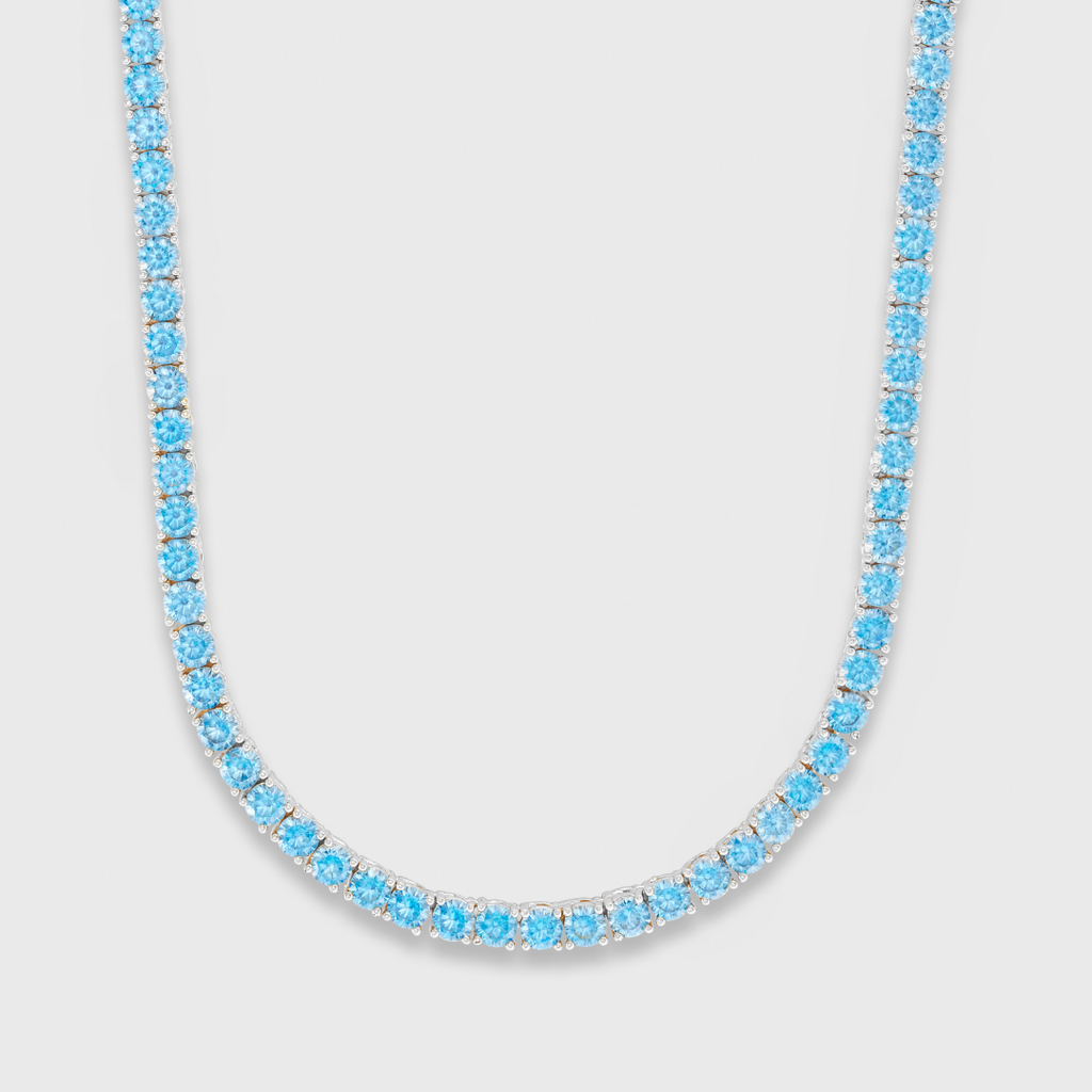 Blue Diamonds Tennis Chain (Silver) - 4mm