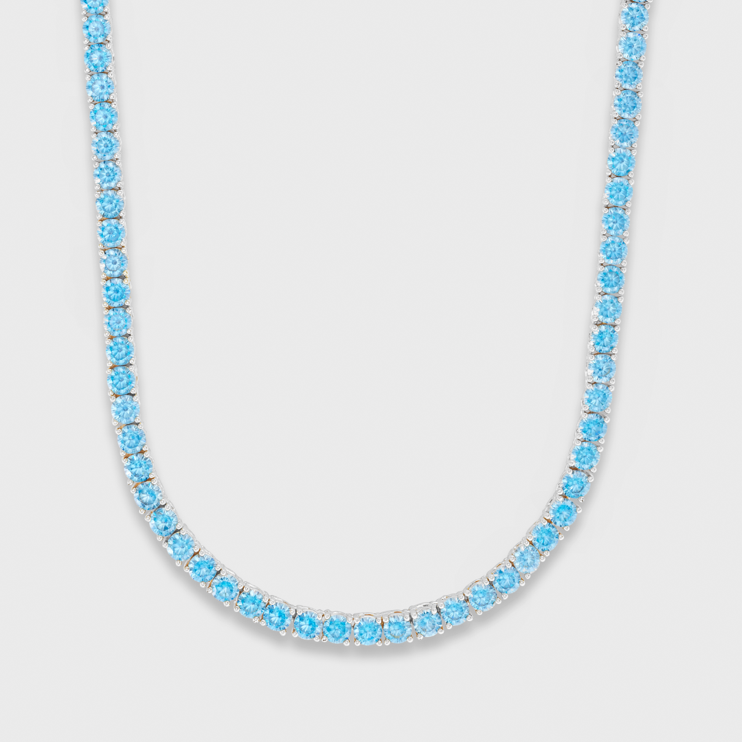 Blue Diamonds Tennis Chain (Silver) - 4mm