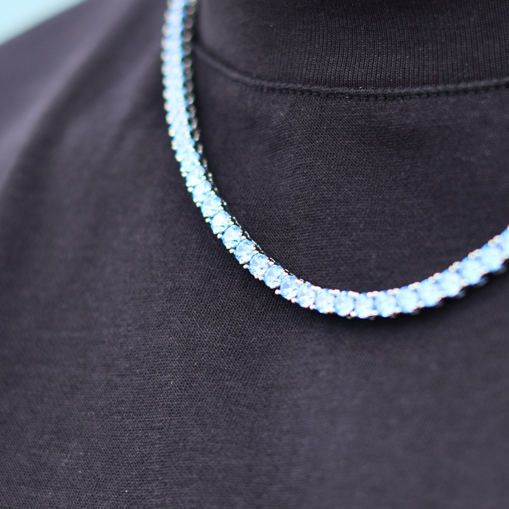 Blue Diamonds Tennis Chain (Silver) - 4mm