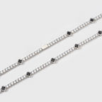 Black Clover Tennis Chain + Bracelet (Silver) - 4mm