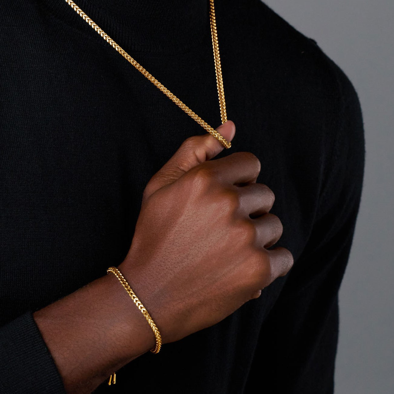 Franco Chain + Bracelet (Gold) - 3mm