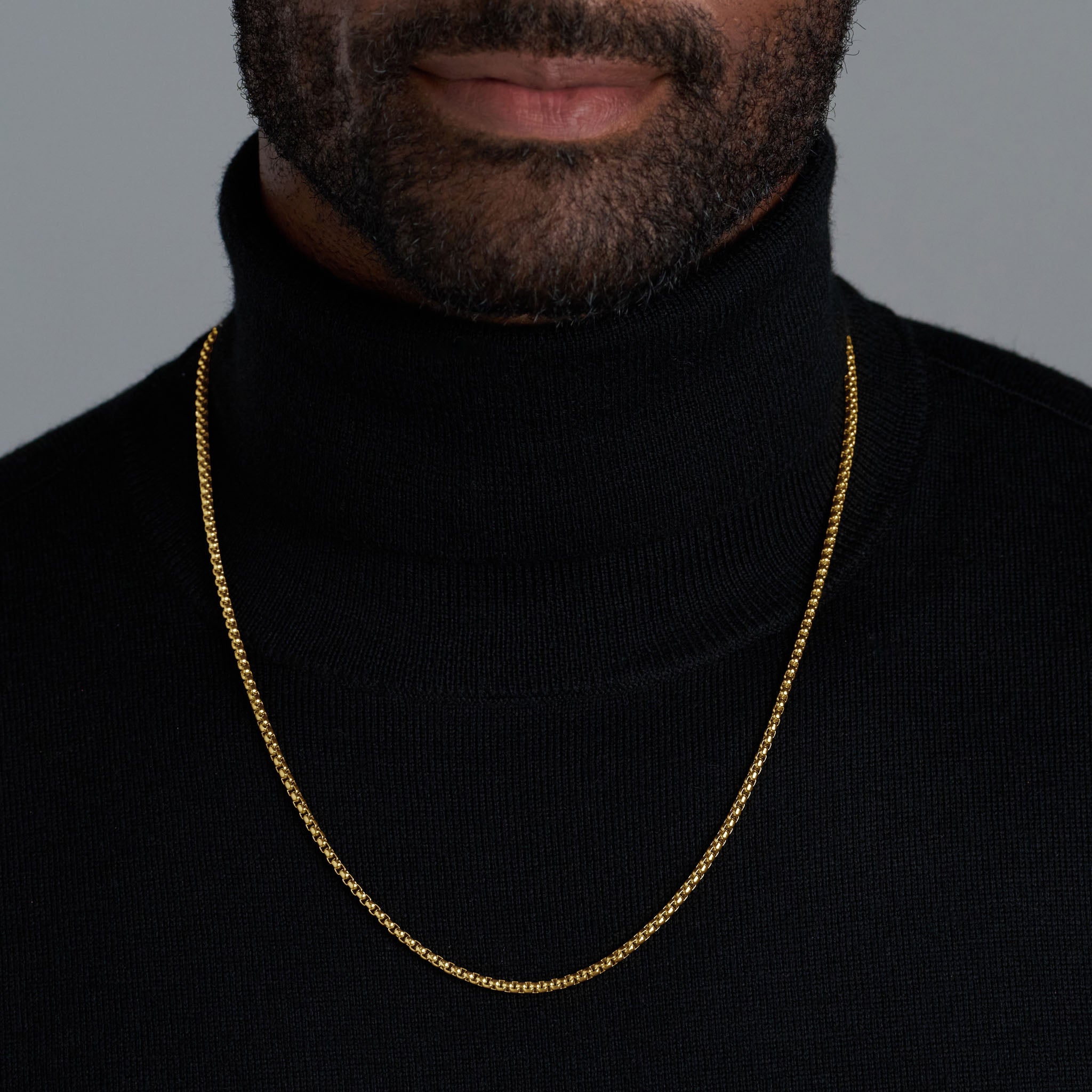 Round Box Chain (Gold) - 3mm