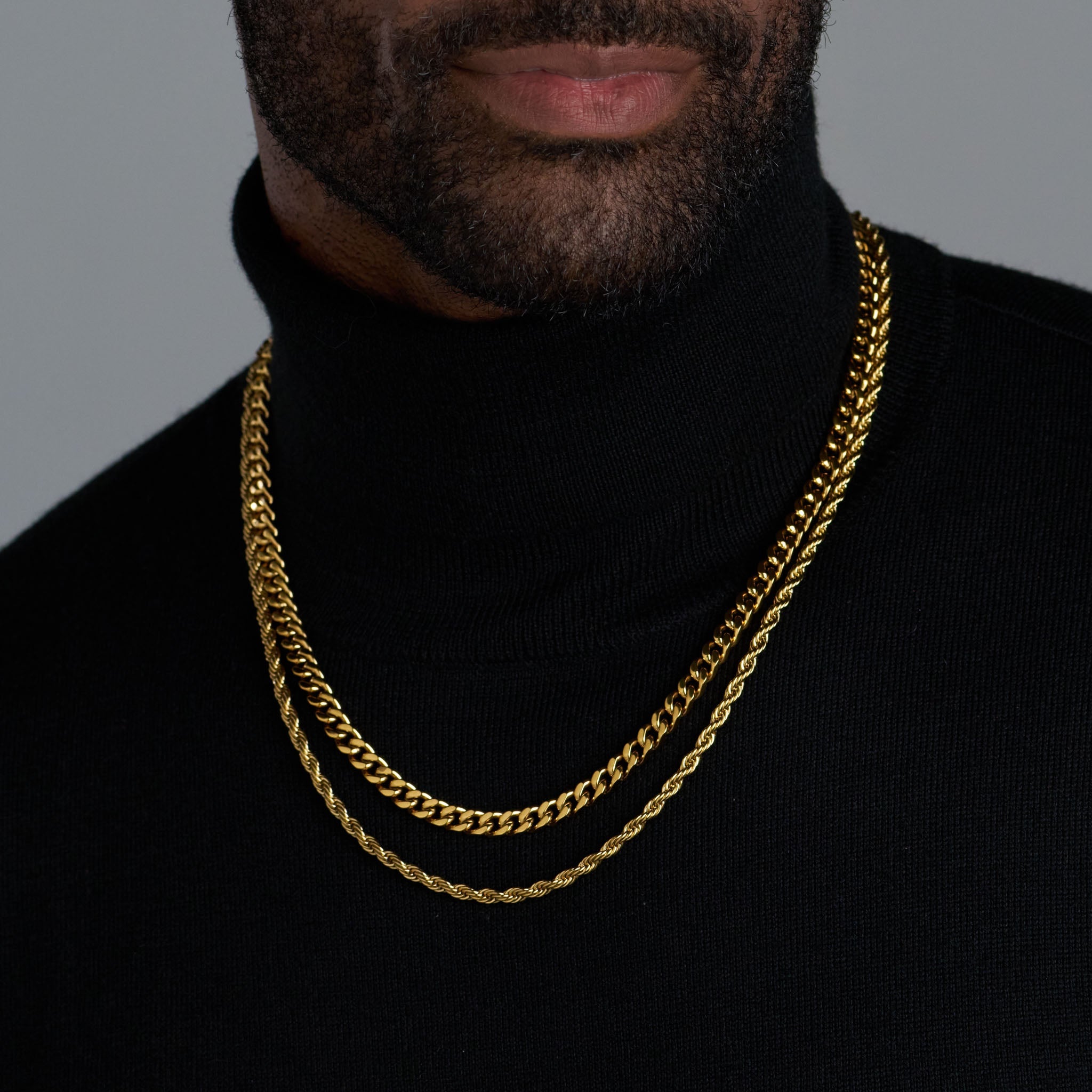 Cuban 5mm + Rope 4mm Stack (Gold)