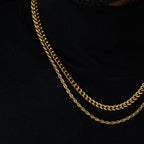 Cuban 5mm + Rope 4mm Stack (Gold)