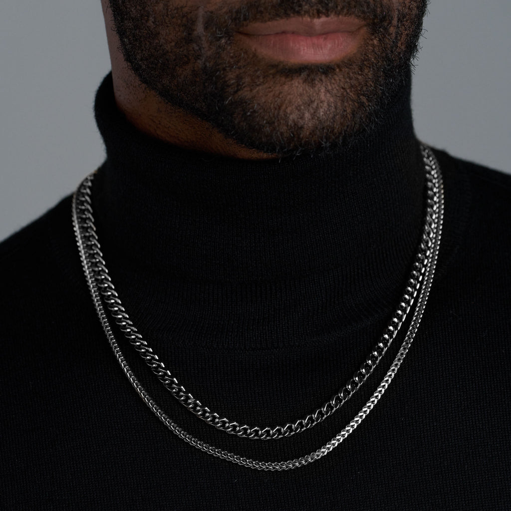 Cuban 5mm + Franco 3mm Stack (Silver)