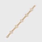 Clover Iced Prong Cuban Bracelet (Gold) - 8mm
