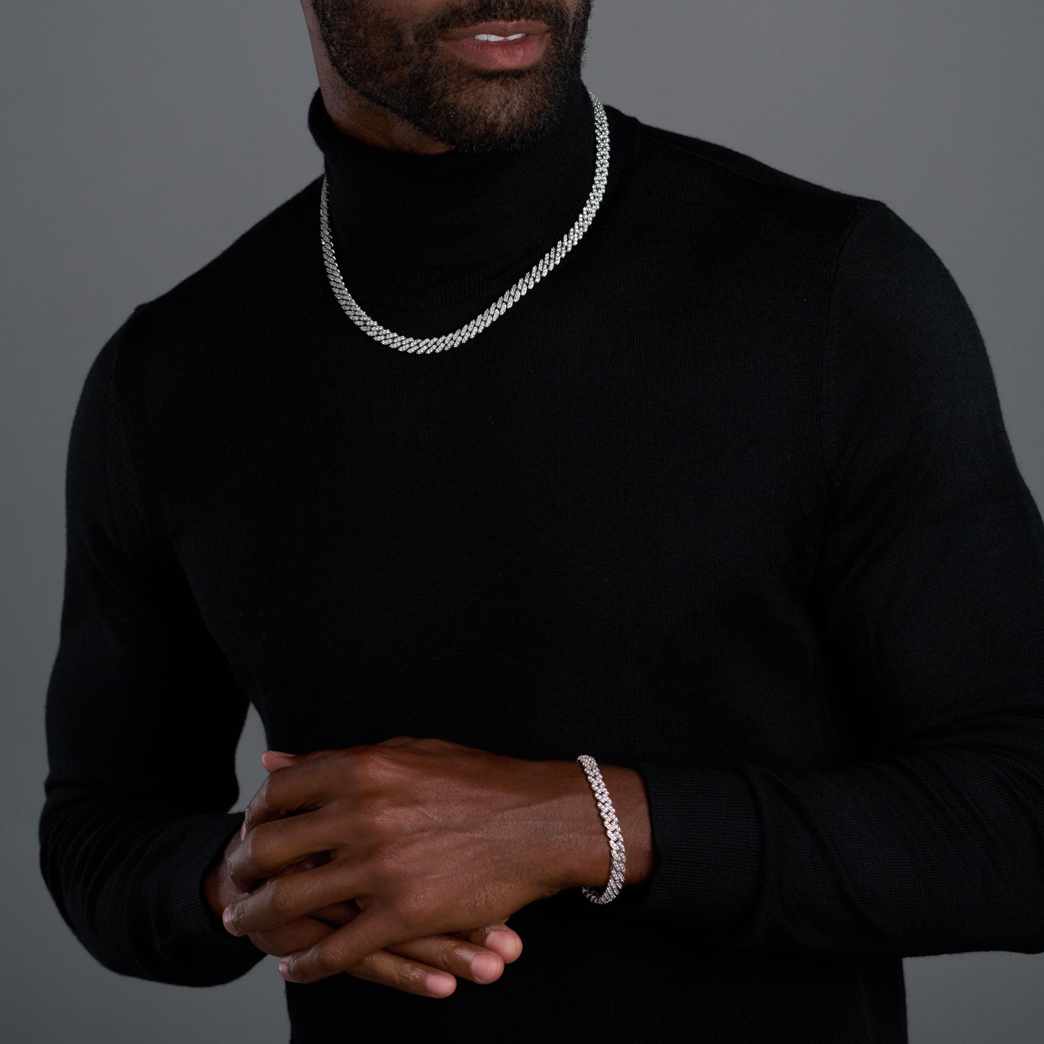 Iced Cuban Chain + Bracelet (Silver) - 8mm