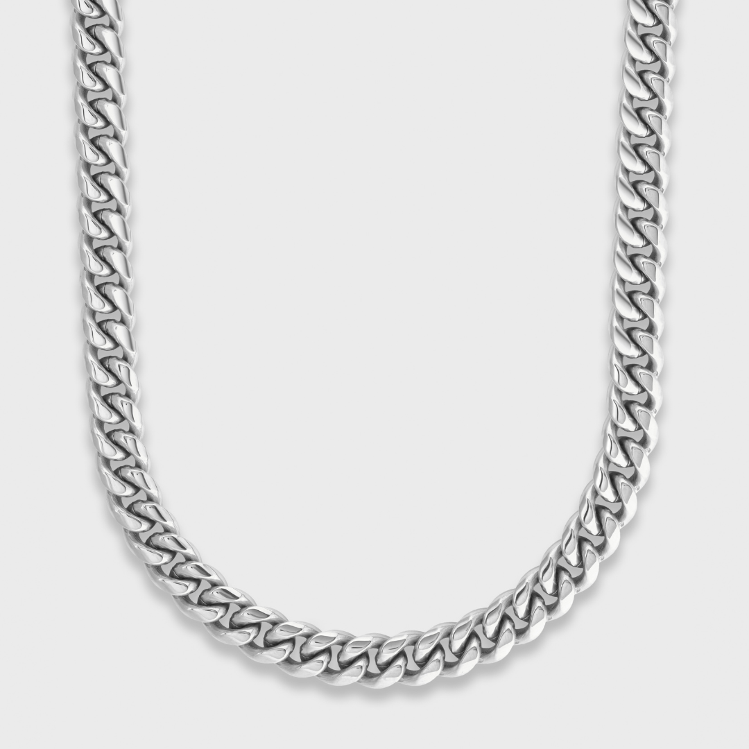 Cuban Link Chain + Bracelet (Silver) - 8mm