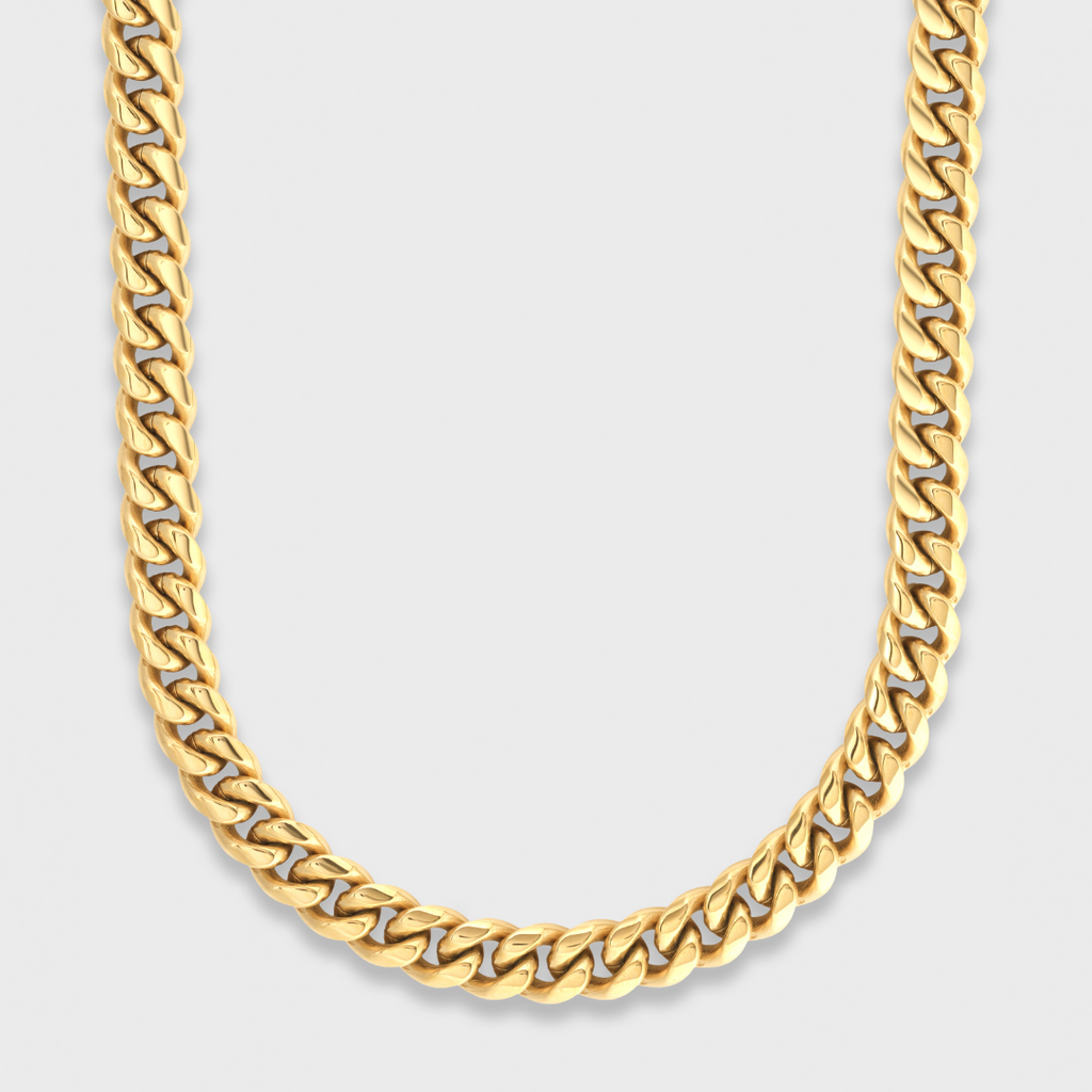 Cuban Link Chain + Bracelet (Gold) - 8mm