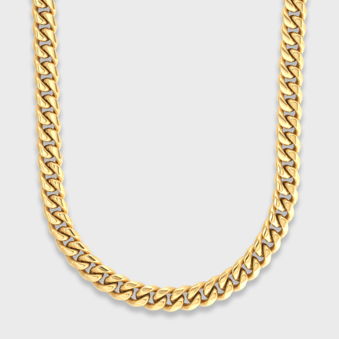 Cuban Link Chain + Bracelet (Gold) - 8mm