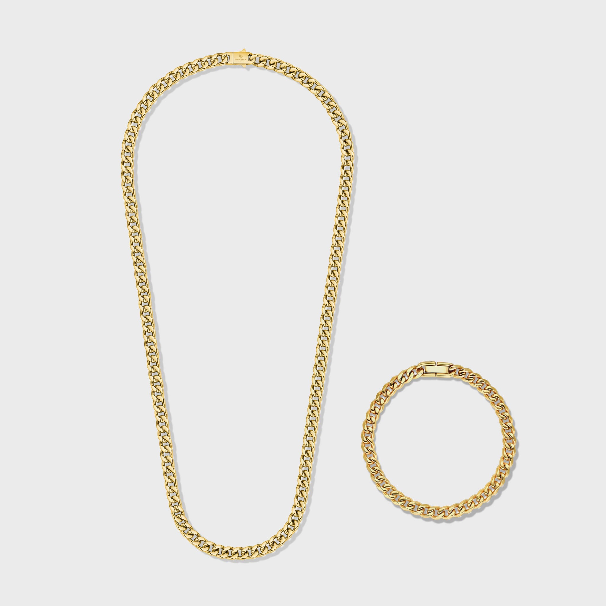 Cuban Link Chain + Bracelet (Gold) - 5mm