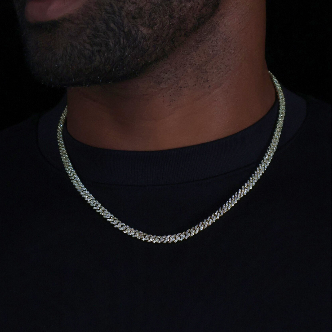 Iced Micro Prong Cuban Chain + Bracelet (Gold) - 5mm