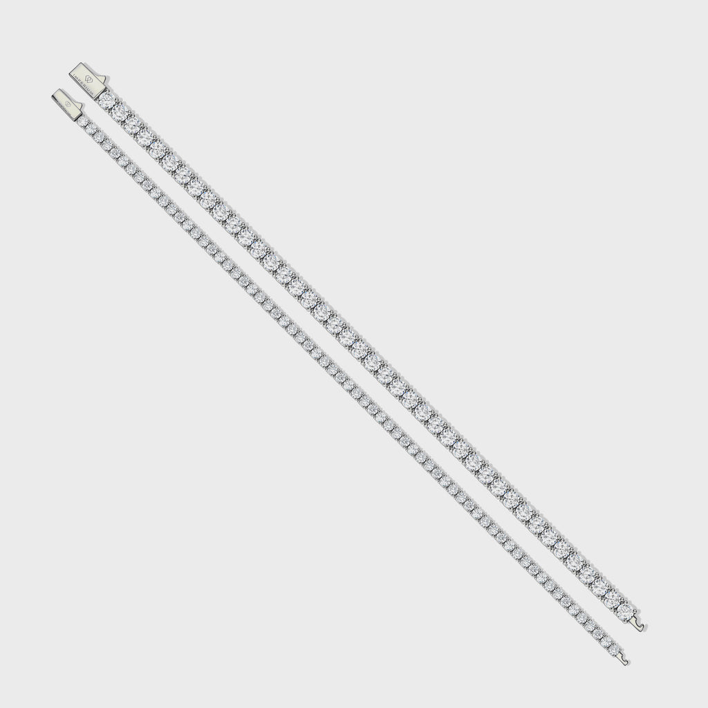 Tennis 5mm + Tennis 3mm Bracelet Stack (Silver)