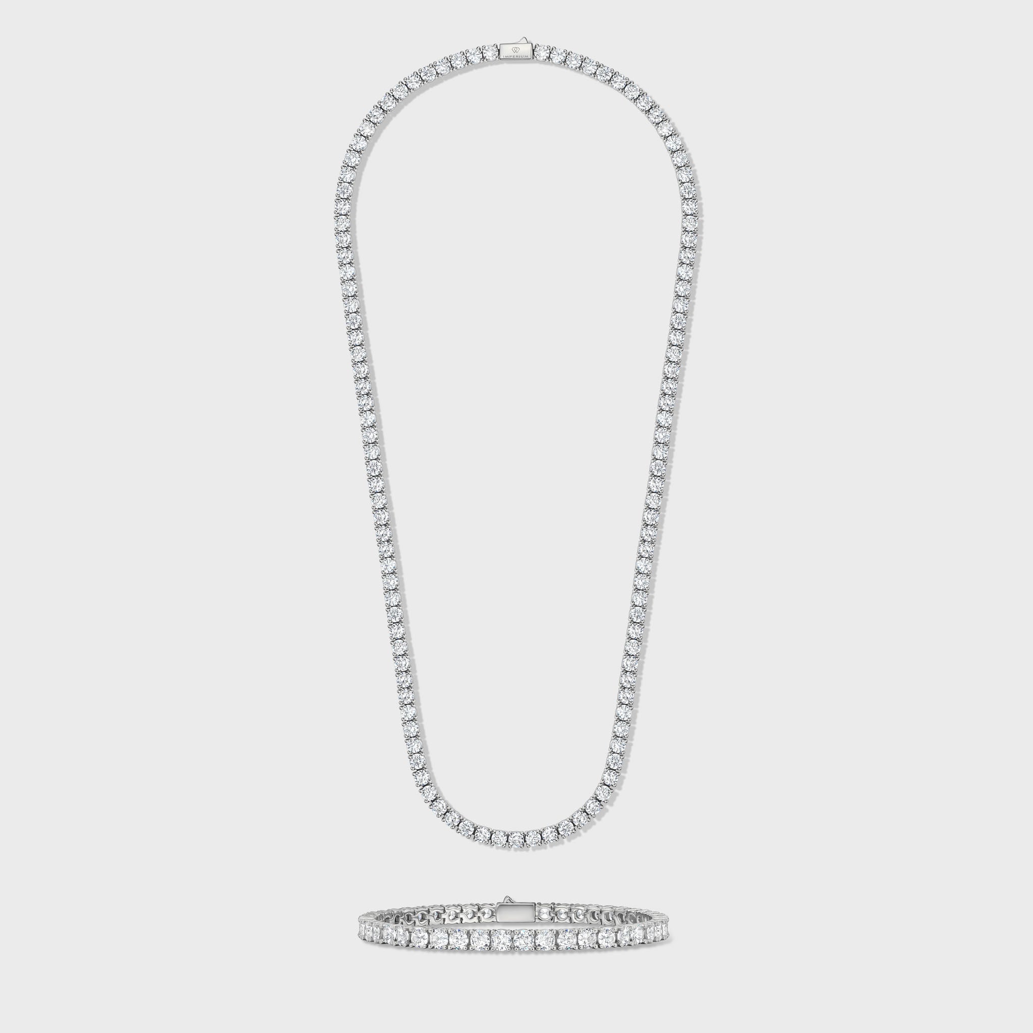 Tennis Chain + Bracelet (Silver) - 5mm