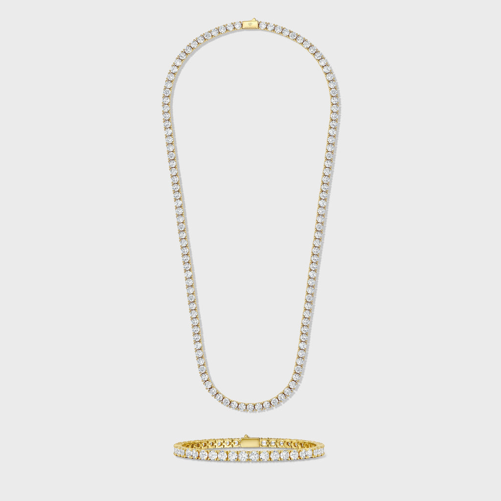 Tennis Chain + Bracelet (Gold) - 5mm