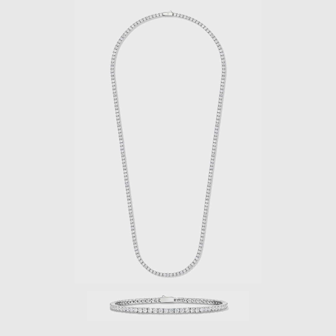 Tennis Chain + Bracelet (Silver) - 3mm