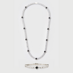 Black Clover Tennis Chain + Bracelet (Silver) - 4mm