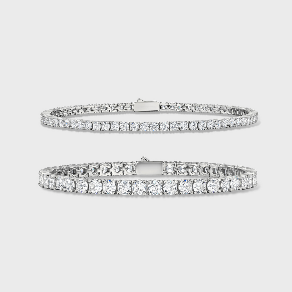 Tennis 5mm + Tennis 3mm Bracelet Stack (Silver)