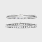 Tennis 5mm + Tennis 3mm Bracelet Stack (Silver)