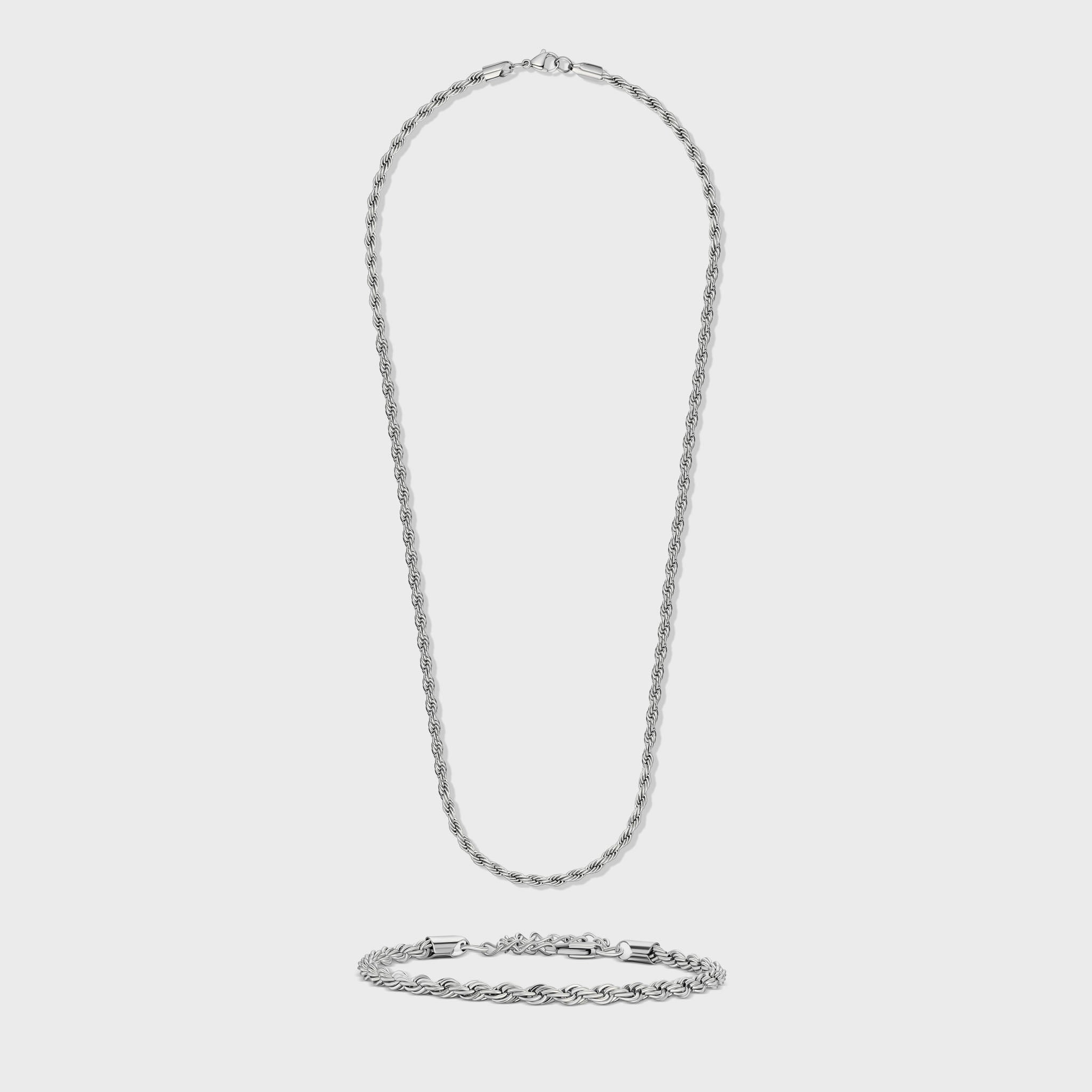 Rope Chain + Bracelet (Silver) - 4mm